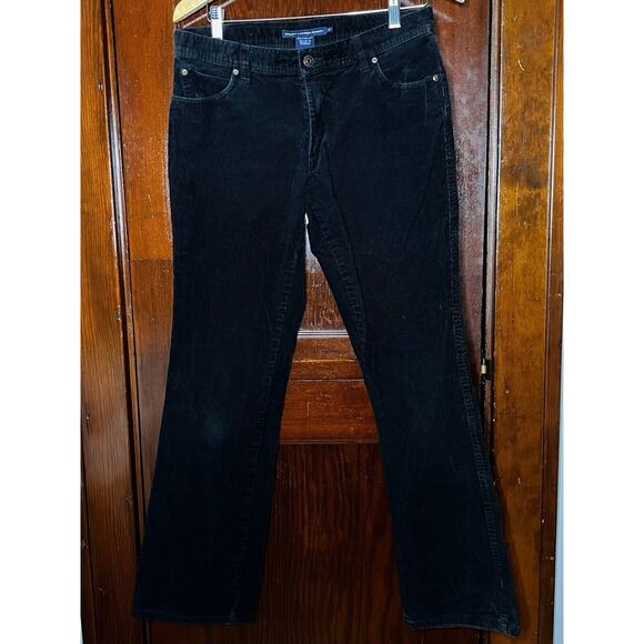 RALPH LAUREN SPORT BLUE LABEL CORDUROY PANTS BLACK SIZE 6 STUDDED RL ON BACK - Picture 2 of 4